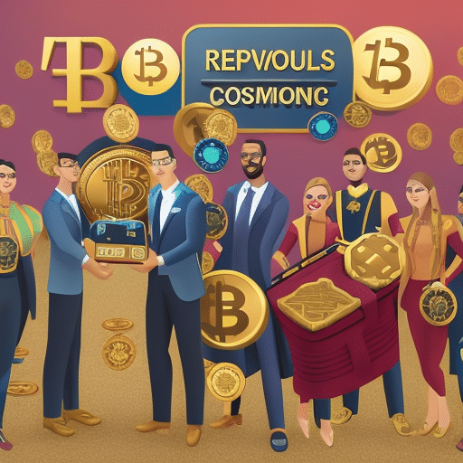 An image showcasing a diverse group of individuals joyfully receiving cryptocurrency donations