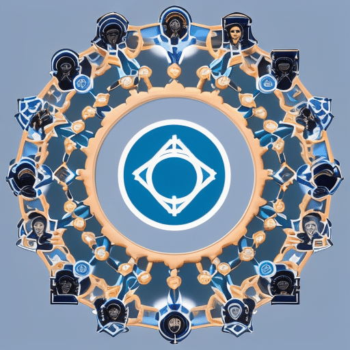 An image showcasing a diverse group of individuals in a circular formation, each representing a different philanthropic sector (education, healthcare, environment, etc