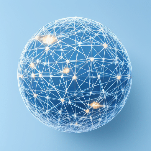 An image showcasing a digital globe with interconnected nodes radiating from it, representing Blockchain Charity Foundation USA's innovative approach to revolutionizing charitable giving