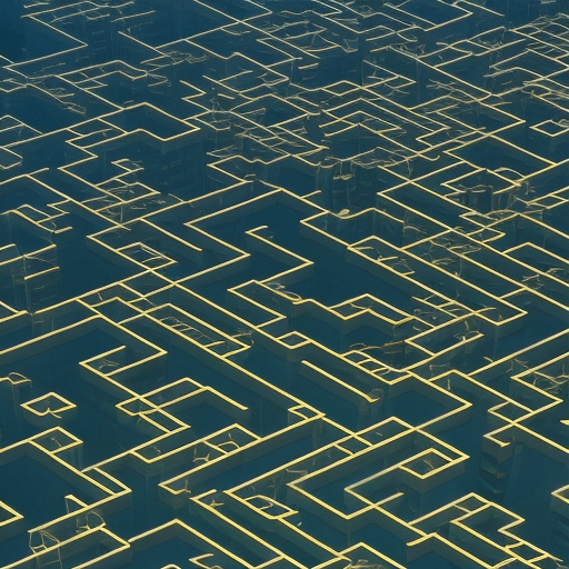 An image showcasing a maze-like network with multiple paths, representing the complex world of cryptocurrency